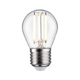 Klassische LED-Glühbirne mit transparentem Glas und silbernem Schraubsockel für energiesparende Beleuchtung