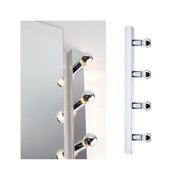Applique miroir LED chromée avec quatre ampoules rondes pour éclairage de salle de bain moderne