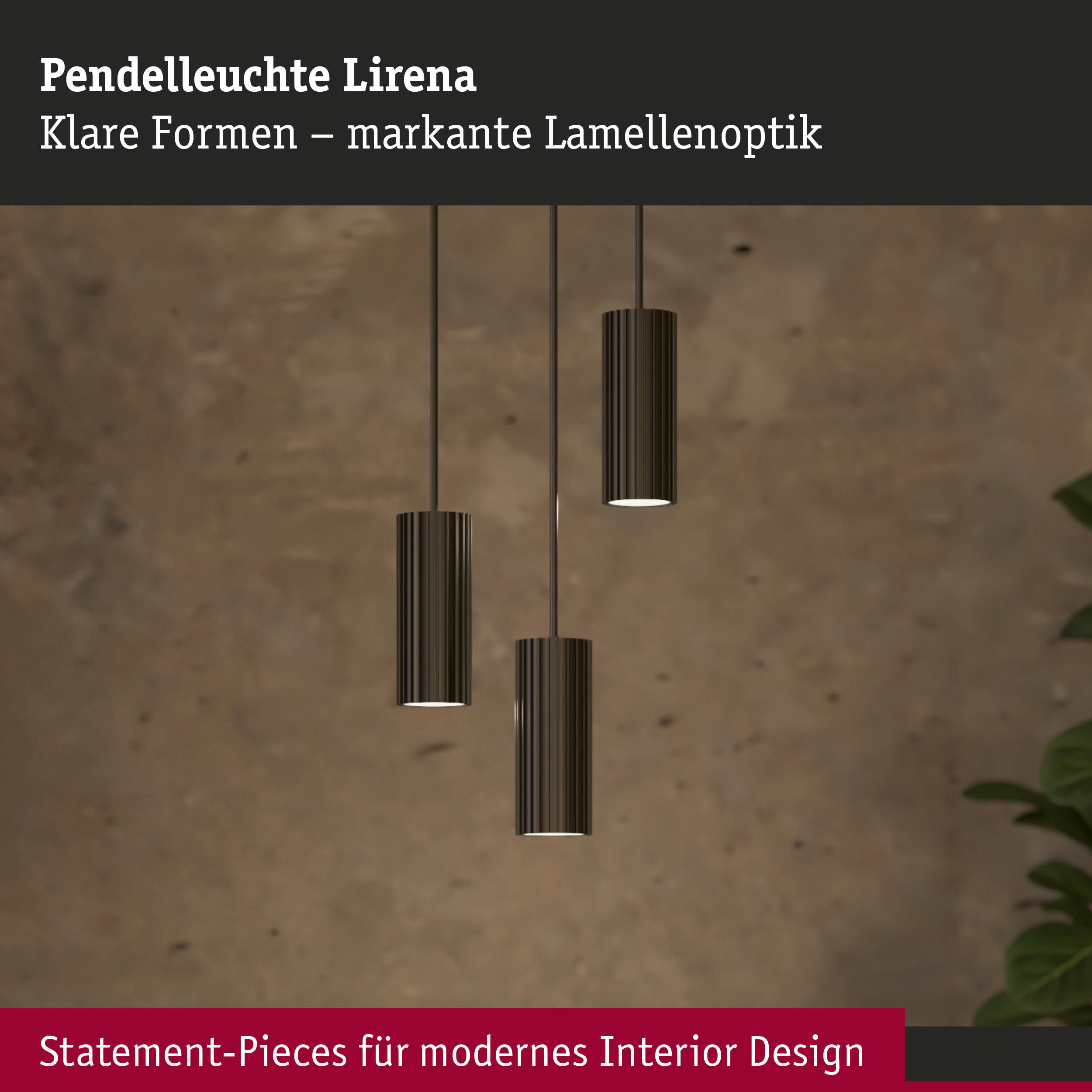 Pendelleuchte Lirena in schwarzem Metall mit markanter Lamellenoptik für modernes Interior Design
