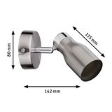 Edelstahl-Wandstrahler mit verstellbarem Leuchtenkopf und Maßen 142x80x115 mm für gezielte Beleuchtung