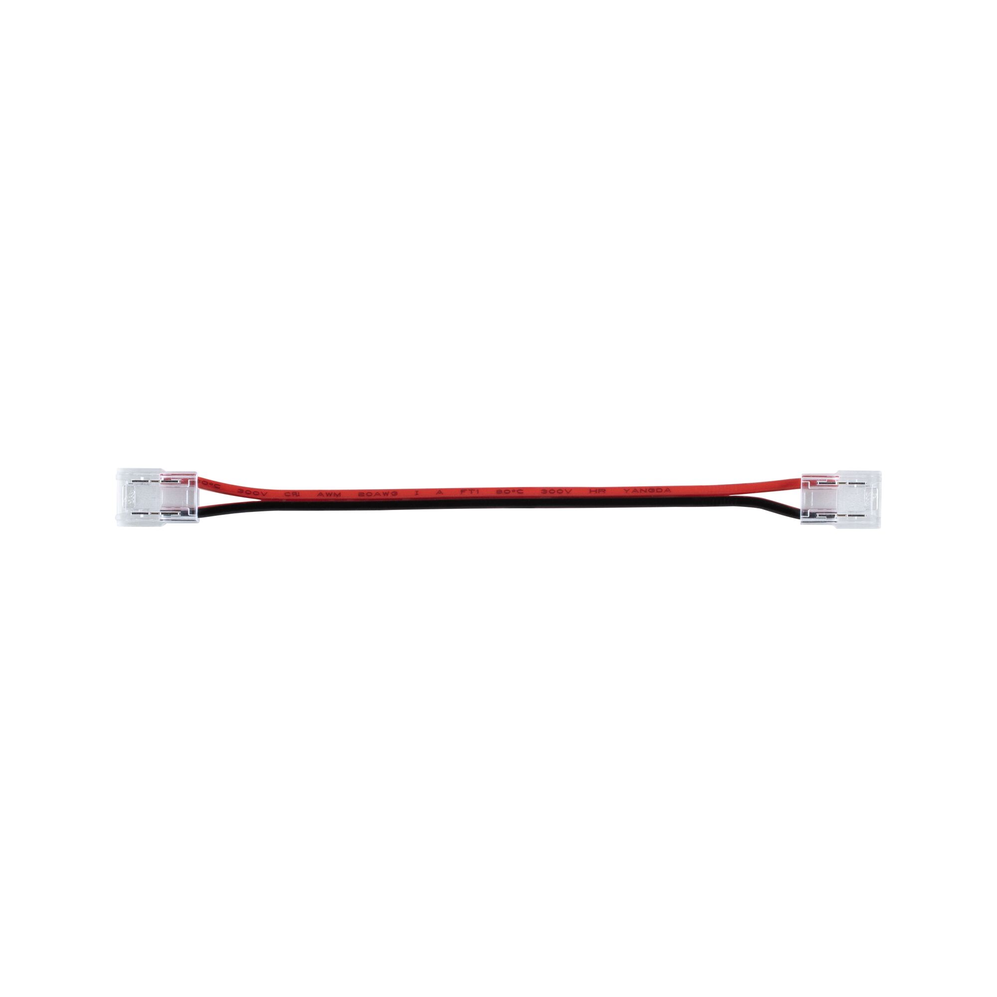 Pro Strip Złącze Single Color Flex 0,13m max. 96W Czarny/Czerwony Electrical connector cable with red and black wires and transparent plugs for LED lighting systems