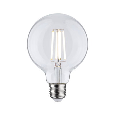 Klar LED-pære med synlige filamenter og E27-fatning til energieffektiv belysning