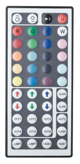 Remote control with colorful buttons for RGBW LED light colors and lighting modes