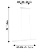 Witte metalen LED-hanglamp met verstelbare hoogte 90-150 cm voor moderne verlichting