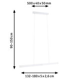 White metal LED pendant light with adjustable height 90-150 cm for modern lighting solutions