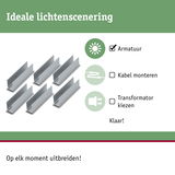 Zes zilverkleurige aluminium profielen voor LED-armaturen voor eenvoudige montage en uitbreiding van verlichtingssystemen