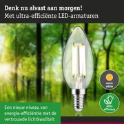 Transparante kaarsvormige LED-lamp met warm wit licht en ultra-efficiënte energiebesparing