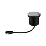 Lumière LED encastrée ronde au sol en acier inoxydable et plastique noir avec câble