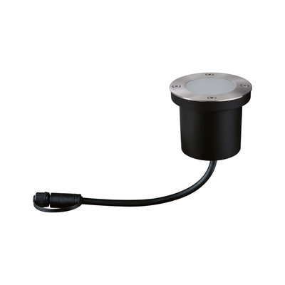 Lumière LED encastrée ronde au sol en acier inoxydable et plastique noir avec câble