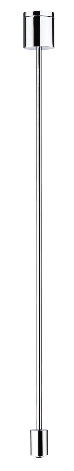 Long slender ceiling pendant in chrome metal for modern interior lighting