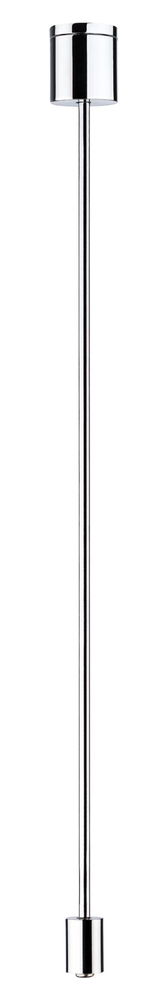 Long slender ceiling pendant in chrome metal for modern interior lighting