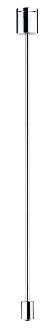 Long slender ceiling pendant in chrome metal for modern interior lighting