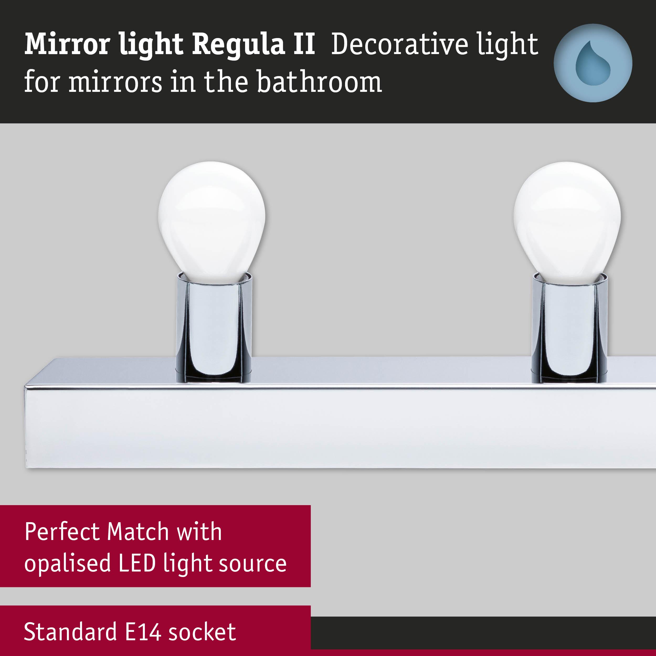 Set Mirror luminaire Regula II including light source 4-lamp IP44 E14 2700K 4x470lm 230V 4x4,5W dimmable Chrome/Opal