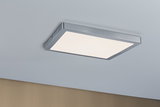 Rectangular silver metal ceiling light with white diffuser for modern interior lighting