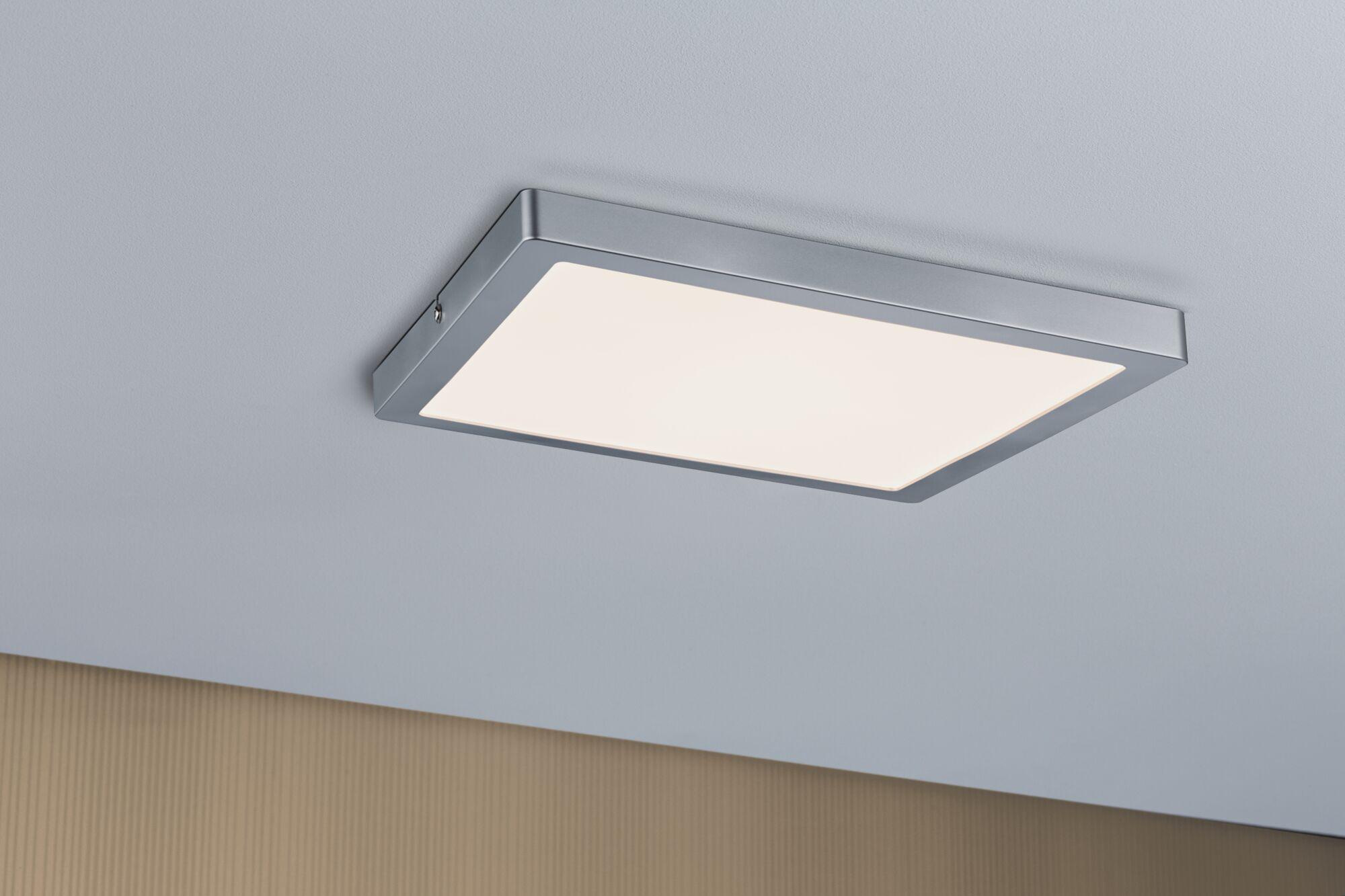 Rechteckige Deckenleuchte aus Metall in Silber mit weißem Diffusor für modernes Raumlicht