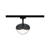 Schwarze LED-Schienenleuchte mit herzförmigem Diffusor aus Kunststoff für moderne Innenbeleuchtung