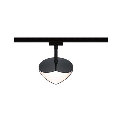 Schwarze LED-Schienenleuchte mit herzförmigem Diffusor aus Kunststoff für moderne Innenbeleuchtung