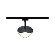 Schwarze LED-Schienenleuchte mit herzförmigem Diffusor aus Kunststoff für moderne Innenbeleuchtung