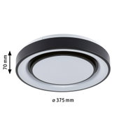 Round black and white LED ceiling light with 375 mm diameter and 70 mm height, modern room lighting