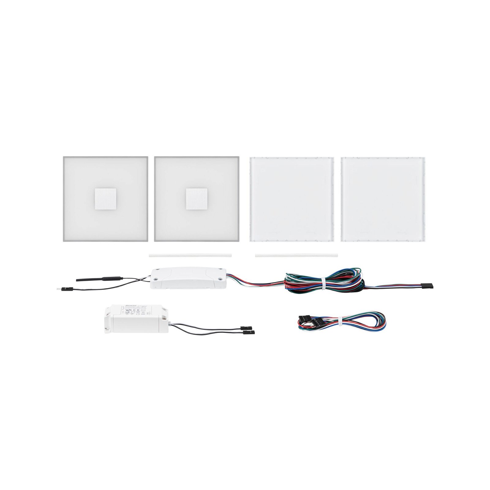 LumiTiles Carrelage LED Square Kit de 2 IP44 100x10mm 2x24lm 230/12V 2x0,75W RGBW Blanc Matière plastique/Aluminium
