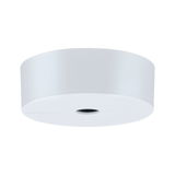Round white metal ceiling light with central opening for LED lighting in modern style