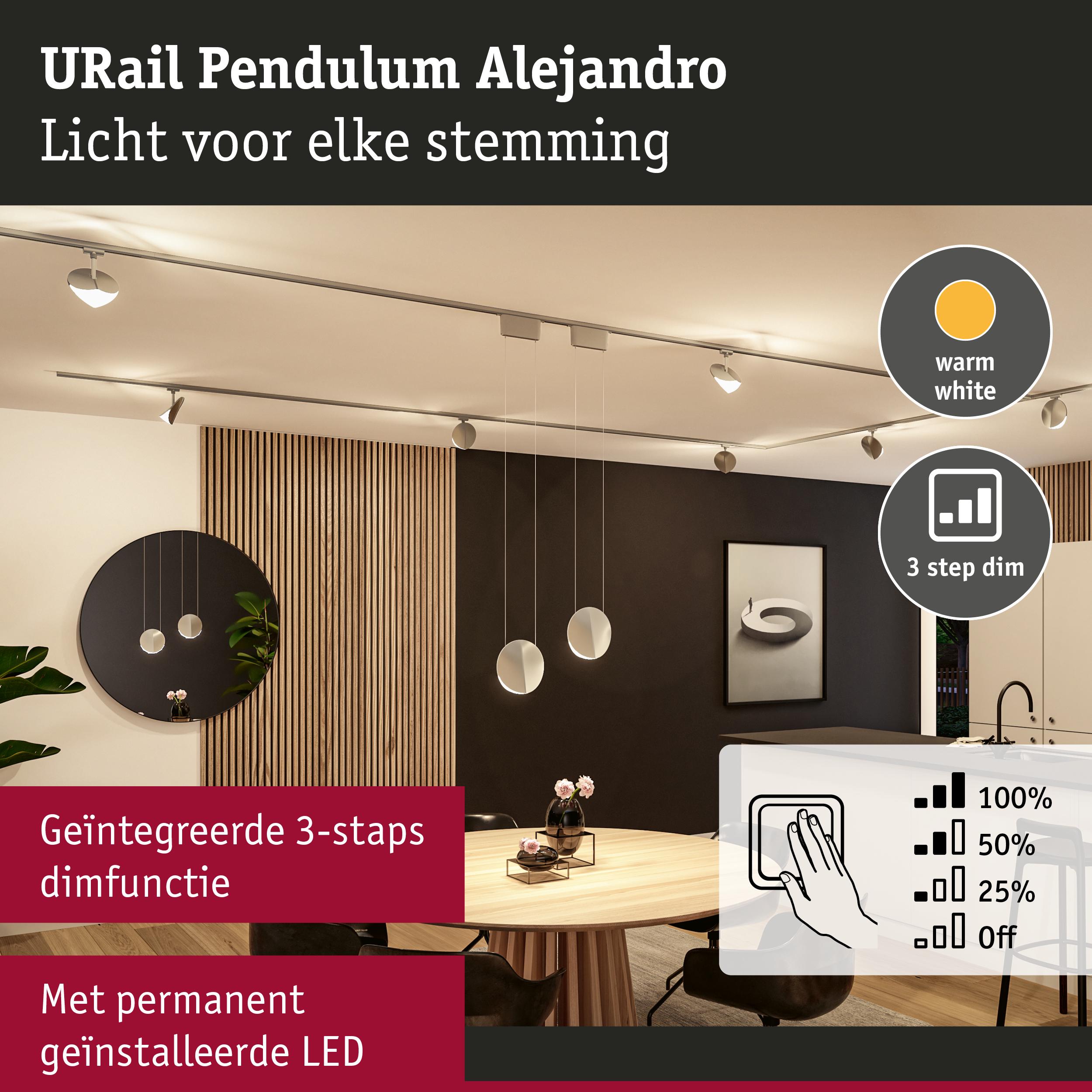 Moderne hanglamp Alejandro met warmwit LED-licht en geïntegreerde 3-staps dimfunctie voor woonruimtes