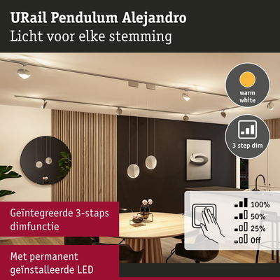 Moderne hanglamp Alejandro met warmwit LED-licht en geïntegreerde 3-staps dimfunctie voor woonruimtes