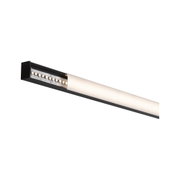 Sort LED-underbyggingslampe med hvid diffusor til moderne køkkenbelysning og energibesparende lys.