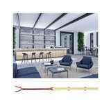 LED-Streifen mit Anschlusskabel in Weiß und Rot, ideal für moderne indirekte Beleuchtung im Wohnraum