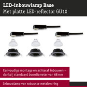 LED-inbouwlamp Base met platte LED-reflector GU10 en robuuste metalen ring in zwart