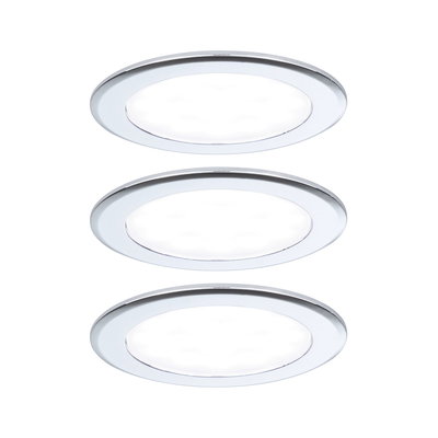 Three white LED recessed lights with aluminum frame for energy-saving ceiling lighting