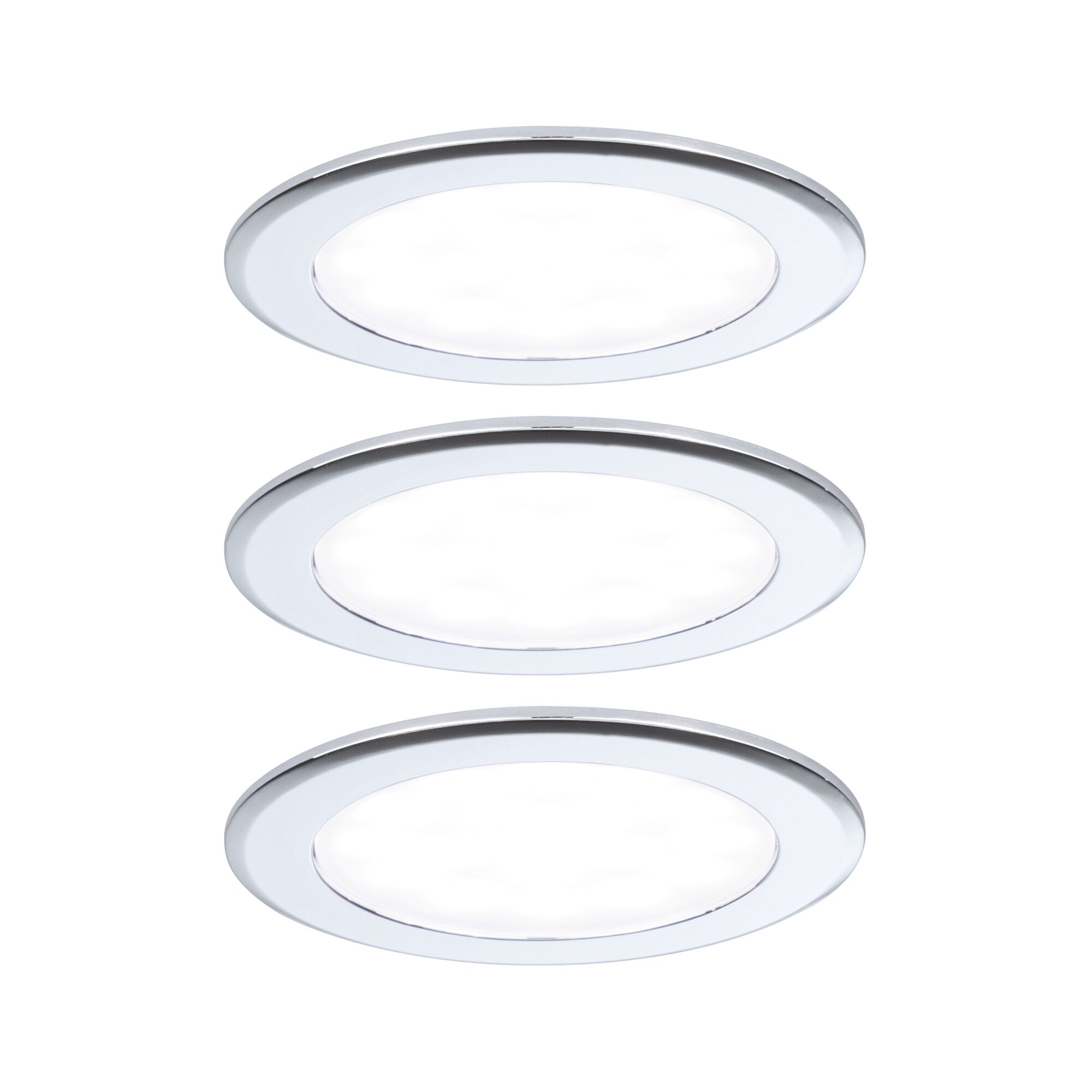 LED-meubelinbouwlampen Set van 3 rond 65mm 3x2,5W 3x180lm 230/12V 4000K Chroom Drie witte LED-inbouwspots met aluminium frame voor energiezuinige plafondverlichting