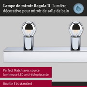Kit Éclairage de miroir Regula II ampoules incluses 4-flammes IP44 E14 2700K 4x440lm 230V 4x4,8W gradable Chrome/Calotte argentée