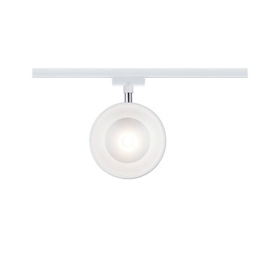 Round white LED track light with frosted glass and adjustable head for modern room lighting