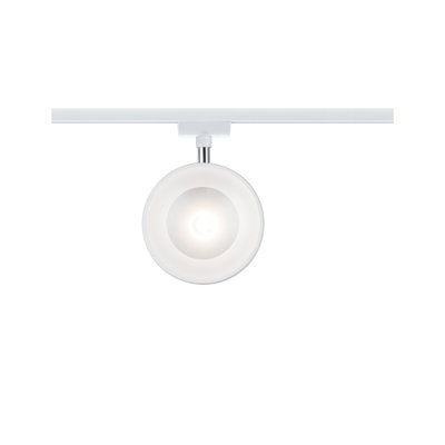 Round white LED track light with frosted glass and adjustable head for modern room lighting