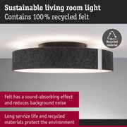 Sustainable grey felt living room ceiling light with sound-absorbing effect and recycled materials