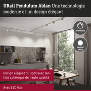 Système d'éclairage sur rail URail Pendulum Aldan blanc avec spots LED dimmables pour intérieur moderne