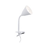 Lampe à pince blanche avec col flexible en plastique pour un éclairage polyvalent au travail