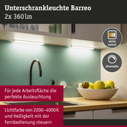 Unterschrankleuchte Barreo in Weiß mit dimmbarer LED-Beleuchtung und Fernbedienung für Küchenarbeitsflächen