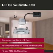 LED Einbauleuchte 3-Step-Dim Nova Coin 3-Step-Dim Basisset schwenkbar eckig 84x84mm 50° Coin 3x6W 3x470lm 230V dimmbar 2700K Alu gedreht
