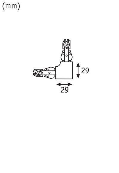 Technical drawing of a rectangular connector measuring 29 mm in width and height