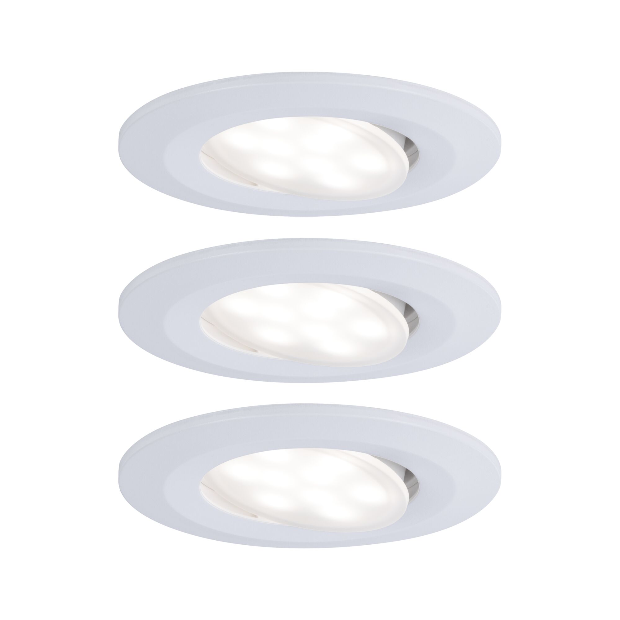 Trois spots encastrés LED blancs en plastique avec tête orientable pour un éclairage flexible
