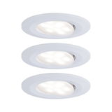 Drie witte LED-inbouwspots van kunststof met verstelbare kop voor veelzijdige verlichting