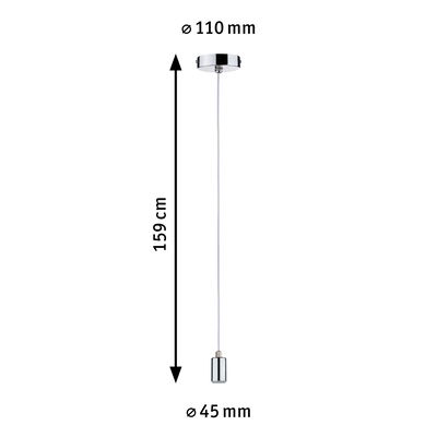 Chroomkleurige pendellamphouder met 159 cm kabel en 45 mm diameter voor LED-lampen