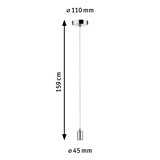 Chrome pendant light holder with 159 cm cable and 45 mm diameter for LED bulbs