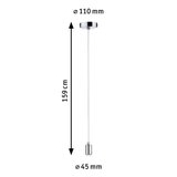 Chromfarbener Pendelleuchtenhalter mit 159 cm Kabel und 45 mm Durchmesser für LED Lampen
