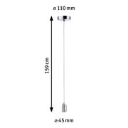 Suspension chromée de 159 cm de long et 45 mm de diamètre, lampe LED moderne