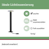 Schwarze LED-Stehleuchte mit integriertem Kabel für einfache Lichtinszenierung und flexible Erweiterung