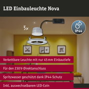 LED Einbauleuchte 3-Step-Dim Nova Coin Basisset starr IP44 rund 78mm Coin 3x6W 3x470lm 230V dimmbar 2700K Eisen gebürstet