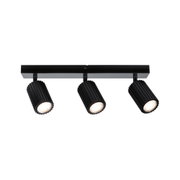 Spot LED de plafond noir à trois lampes en aluminium avec têtes réglables pour éclairage ciblé